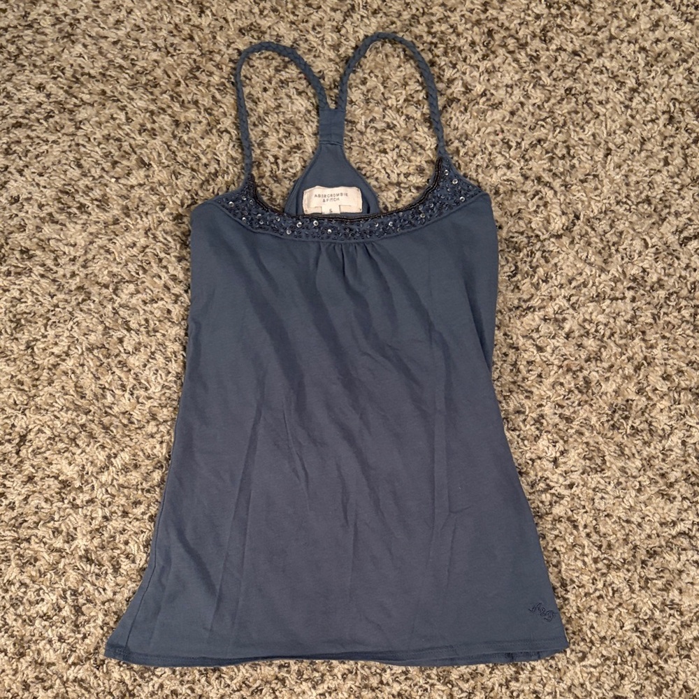 Abercrombie & Fitch Navy Beaded Racerback Camisole